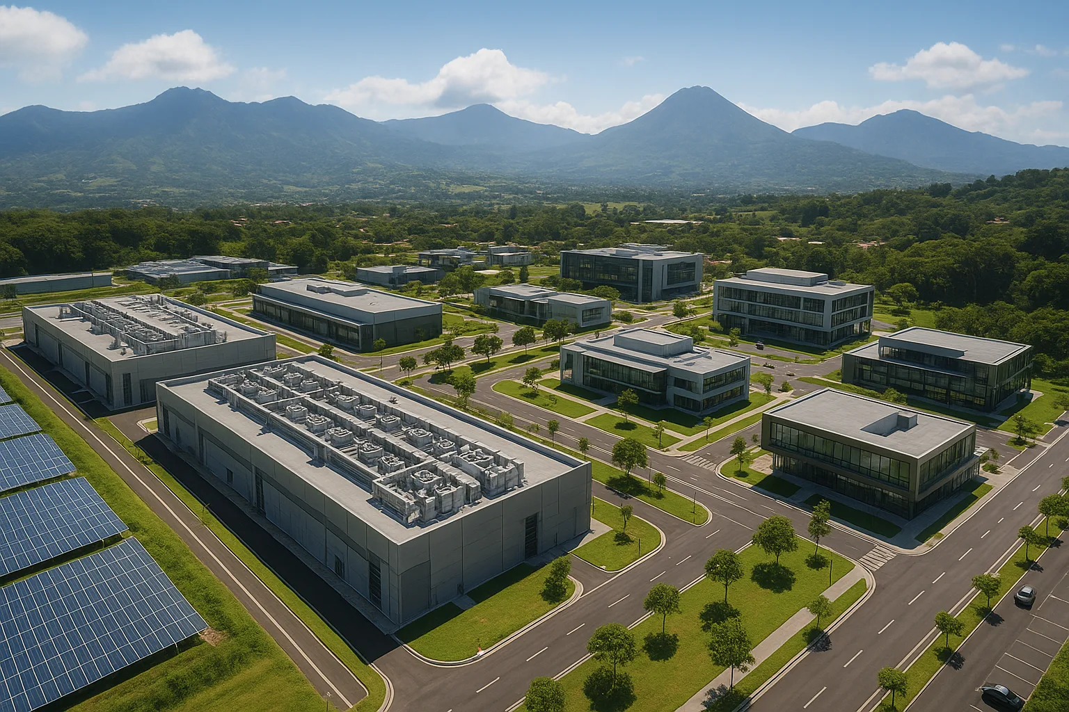 Aerial view of the Luxe Data campus concept in Guanacaste